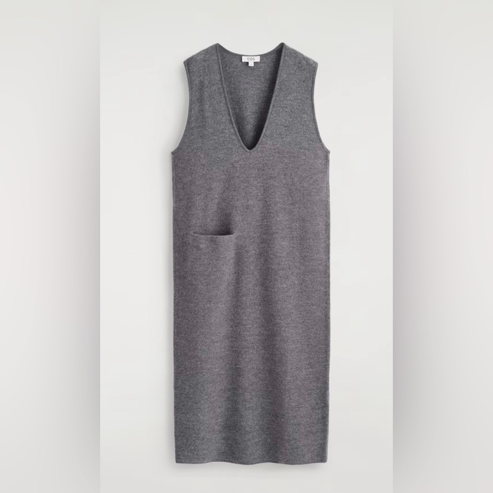 COS Charcoal V-Neck Midi Dress